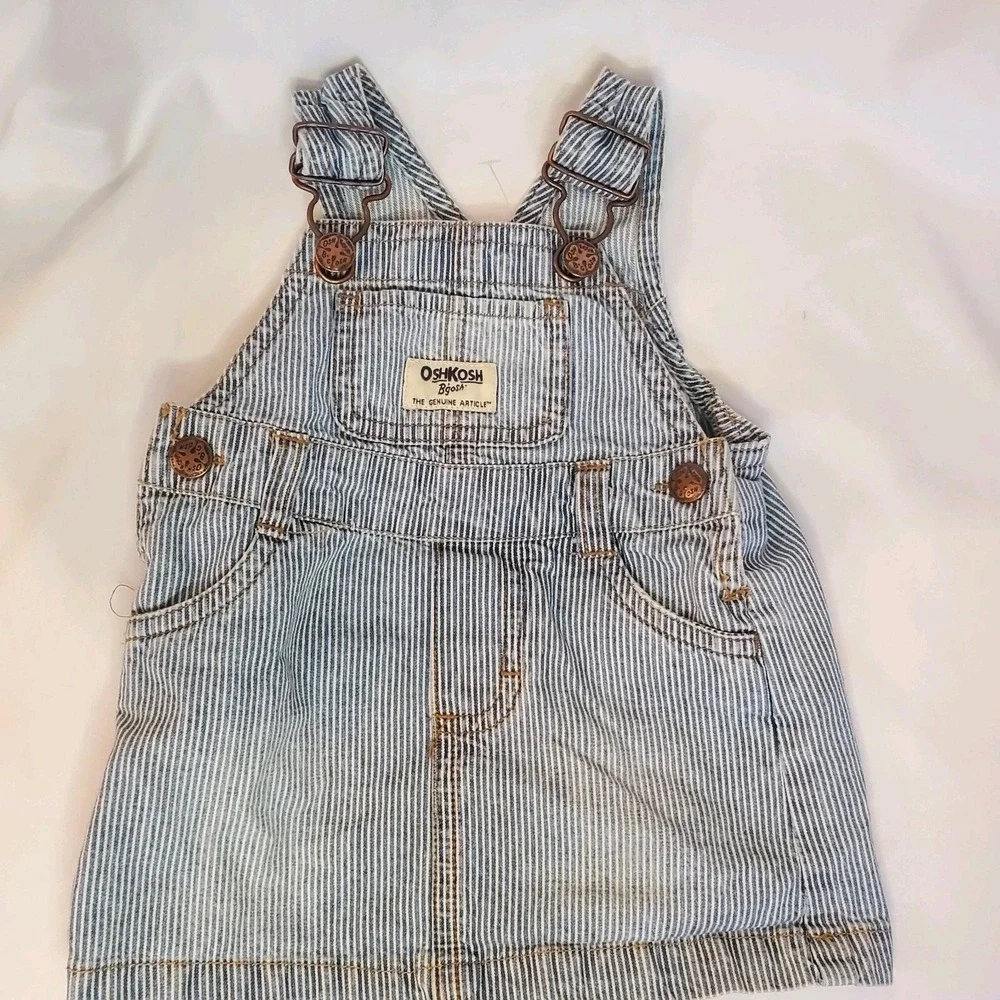 Osh Kosh B'Gosh VestBak Railroad Stripes Bib Overalls  Dress Baby Size‎ 6 Months